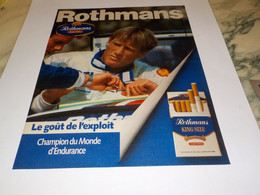 ANCIENNE PUBLICITE LE GOUT DE L EXPLOIT  ROTHMANS 1985 - Automobile - F1