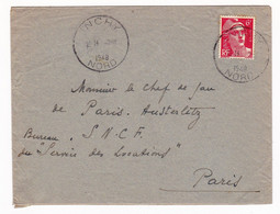 Lettre 1948 Inchy Nord Marianne De Gandon 6F Chef De Gare Paris Austerlitz Service Des Locations - 1945-54 Marianna Di Gandon