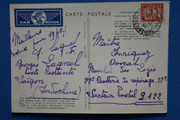 X8   INDO CHINA BELLE CARTE  1940 VOYAGEE  COCHINCHINE A SAIGON + AFF  INTERESSANT - Storia Postale