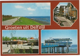 Groeten Uit Delfzijl: 'Eemshotel', 'Fred V/d Werff' Supermarkt, Winkelcentrum, Centrum, Dijk - (Nederland/Holland) - Delfzijl
