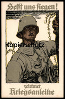 ALTE POSTKARTE SOLDAT HELFT UNS SIEGEN! ZEICHNET KRIEGSANLEIHE WWI WELTKRIEG Patriotik Ansichtskarte AK Postcard Cpa - Guerra 1914-18