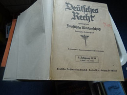Buch "Deutsches Recht Vereinigt Mit Juristische Wochenschrift " 1939 Band 1 - Droit
