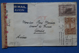 X9 CANADA  BELLE  LETTRE CENSUREE 1944 MONTREAL  POUR  GENEVE SUISSE + + AFFRAN.  PLAISANT - Lettres & Documents