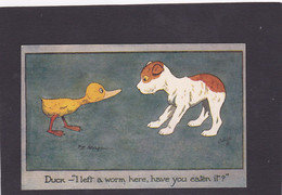 Comic Dog Card  -  I Left A Worm Here, Have You Eaten It ??  !! -  FE Morgan. R Tuck. - Perros