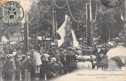 CPA 74 ANNECY INAUGURATION DU MONUMENT EUGENE SUE 9 JUIN 1907 - Annecy