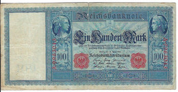 GERMANIA IMPERO 100 REICHSMARK 1910 - WYSIWYG  - N° SERIALE A9963043 - CARTAMONETA - PAPER MONEY - 100 Mark