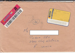 8619FM- BARCODES, AMOUNT 5.25MACHINE PRINTED STICKER STAMP ON REGISTERED COVER, 2001, ARGENTINA - Cartas & Documentos