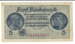 GERMANIA IMPERO 5 REICHSMARK - WYSIWYG  - N° SERIALE L13567441 - CARTAMONETA - PAPER MONEY - 100 Mark