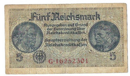 GERMANIA IMPERO 5 REICHSMARK - WYSIWYG  - N° SERIALE G16252301 - CARTAMONETA - PAPER MONEY - 100 Mark