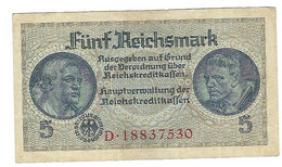 GERMANIA IMPERO 5 REICHSMARK - WYSIWYG  - N° SERIALE D18837530 - CARTAMONETA - PAPER MONEY - 100 Mark