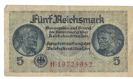 GERMANIA IMPERO 5 REICHSMARK - WYSIWYG  - N° SERIALE H19725952 - CARTAMONETA - PAPER MONEY - 100 Mark