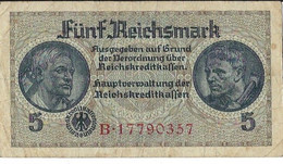 GERMANIA IMPERO 5 REICHSMARK - WYSIWYG  - N° SERIALE B17790357 - CARTAMONETA - PAPER MONEY - 100 Mark