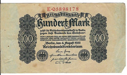 GERMANIA IMPERO 100 REICHSMARK 1922 - WYSIWYG  - N° SERIALE E05898178 - CARTAMONETA - PAPER MONEY - 100 Mark