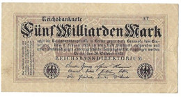 GERMANIA IMPERO 5 MILIARDI DI MARCHI - WYSIWYG  - N° SERIALE AT - CARTAMONETA - PAPER MONEY - 5 Mrd. Mark