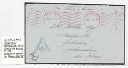 MARITIME MAIL PAQUEBOT Cancel 1941 WW2 ON ACTIVE SERVICE Cover SOUTH AFRICA British NAVAL Censored - Maritiem