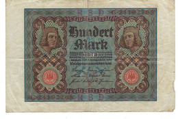 GERMANIA IMPERO 100 MARCHI - WYSIWYG  - N° SERIALE G24192763 - CARTAMONETA - PAPER MONEY - 100 Mark