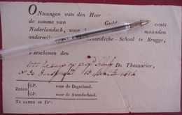 BRUGGE +- 1820 Ontvangstbewijs In Guldens Schoolgeld Onderwijjs OP DE NEDERLANDSCHE SCHOOL TE BRUGGE - Historische Documenten