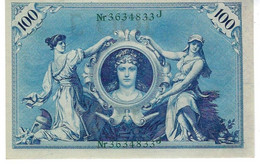 GERMANIA IMPERO 100 MARCHI 1908 - WYSIWYG  - N° SERIALE 3634933J - CARTAMONETA - PAPER MONEY - 100 Mark