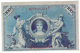 GERMANIA IMPERO 100 MARCHI 1908 - WYSIWYG  - N° SERIALE 0944225F - CARTAMONETA - PAPER MONEY - 100 Mark