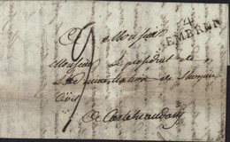 Hautes Alpes Marque Postale 4 Embrun (28x10) Noir Taxe Manuscrite 9 Pour Castelnaudary 18 MARS 1818 - 1801-1848: Precursors XIX