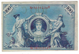 GERMANIA IMPERO 100 MARCHI 1908 - WYSIWYG  - N° SERIALE 5651234E - CARTAMONETA - PAPER MONEY - 100 Mark