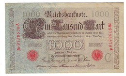GERMANIA IMPERO 1000 MARCHI - WYSIWYG  - N° SERIALE 9758579A - CARTAMONETA - PAPER MONEY - 1000 Mark