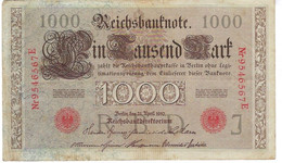 GERMANIA IMPERO 1000 MARCHI - WYSIWYG  - N° SERIALE 9546567E - CARTAMONETA - PAPER MONEY - 1000 Mark