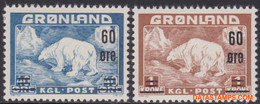 Groenland 1956 - Mi:37/38, Yv:28/39, Stamp - XX - Long-term Series Polar Bear - Neufs