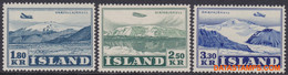 Ijsland 1952 - Mi:278/280, Yv:PA 27/29, Airmail Stamps - XX - Plane Above Landscapes - Luftpost