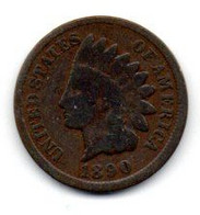 USA Cent 1890 TB+ - 1859-1909: Indian Head