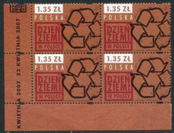 POLAND 2007 Day Of Planet Earth Block Of 4 MNH / **.  Michel 4307 - Nuevos