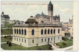 TACOMA, WA - Public Library, Bibliothek, Court House In The Distance - Tacoma