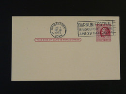 Barnum Festival 1955 Flamme Sur Entier Postal Postmark On Stationery Card Bridgeport USA Ref 773 - 1941-60