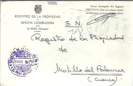REGISTRO DE LA PROPIEDAD  LA  RODA ALBACETE 1979 - Franchigia Postale