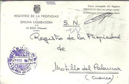 REGISTRO DE LA PROPIEDAD  LA  RODA ALBACETE 1979 - Franquicia Postal