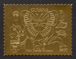 Guyana, 1992, Butterfly, Mushroom, Dino, Turtle, Penguin, Whale, Genova, Gold, MNH Perforated, Michel 3830BA - Guyane (1966-...)