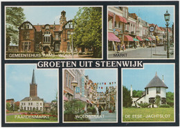 Groeten Uit Steenwijk - Gem. Huis Rams-Woerthe, Markt, Woldstraat, Paardenmarkt, De Eese-Jachtslot - (Ov., Nederland) - Steenwijk