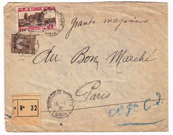 Lettre 1938 Tunisie Tunis Colis Recommandé Le Bon Marché Paris - Covers & Documents