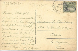 TUNISIE  -  TIMBRE SUR CPA DE 1926 - Cartas & Documentos