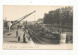 Cp, Bateau , Péniche , 45 ,MONTARGIS , Les Docks Et Les Quais , Vierge - Péniches