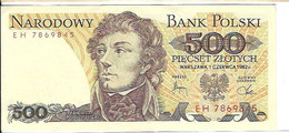 POLONIA - POLSKI - 500  ZLOTYCH - 1982 - WYSIWYG  - N° SERIALE EH7869845 - CARTAMONETA - PAPER MONEY - Poland