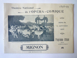 2021 - 2619  PROGRAMME De L'OPERA COMIQUE  1898 - 1899  (22 Pages - Format 18 X 13cm)   XXX - Programmes