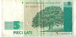 LETTONIA - 5 LATI  - WYSIWYG - N° SERIALE A7184811E  - CARTAMONETA - PAPER MONEY - Letland