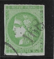 France N°42Bd - Vert-sauge - Au Filet - TB - 1870 Bordeaux Printing