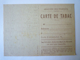 2021 - 2627  TICKET De RATIONNEMENT  -  CARTE De TABAC Vierge  1947   XXX - Non Classés