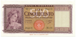 500 LIRE ITALIA ORNATA DI SPIGHE MEDUSA 23/03/1961 SUP+ - Autres & Non Classés