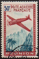 Réunion Obl. N° PA 17 - Avion Survolant L'île, Le 50f Rouge Et Bleu - Poste Aérienne
