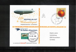 Schweiz / Switzerland 2008 11th Christmas Post Flight Of Zeppelin NT From Friedrichshafen To Altenrhein - Zeppelins