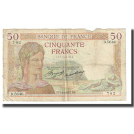 France, 50 Francs, Cérès, 1937, P. Rousseau And R. Favre-Gilly, 1937-02-11, B - 50 F 1934-1940 ''Cérès''