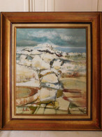 André GEY (XX- XXIème) Huile Sur Toile "Paysage" Composition Figurative Contemporaine - Huiles